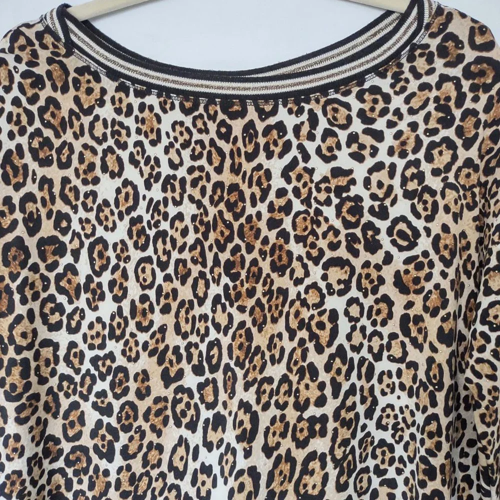 Ruby Rd Gold Metallic Accented Animal Print Tunic Top L Large EUC Stretch - Picture 3 of 7